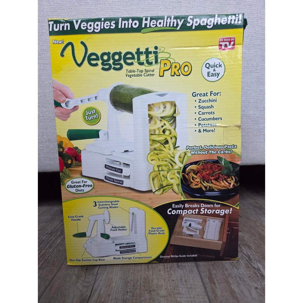 Veggetti Pro Table-Top Vegetable Spiralizer‎ - New Open Box - 3 Stainless Blades